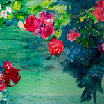 Composition horizontale - Roses – techniques mixtes — 1,10m x 0,70m