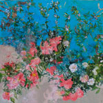 Pommier en fleurs – techniques mixtes — 1,10m x 1,10m