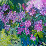  Rhododendrons – composition horizontale — techniques mixtes — 1,10m x 0,70m — Nolwenn Guillou