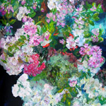 Rhododendrons — techniques mixtes — 1,60m x 1,20m — Nolwenn Guillou